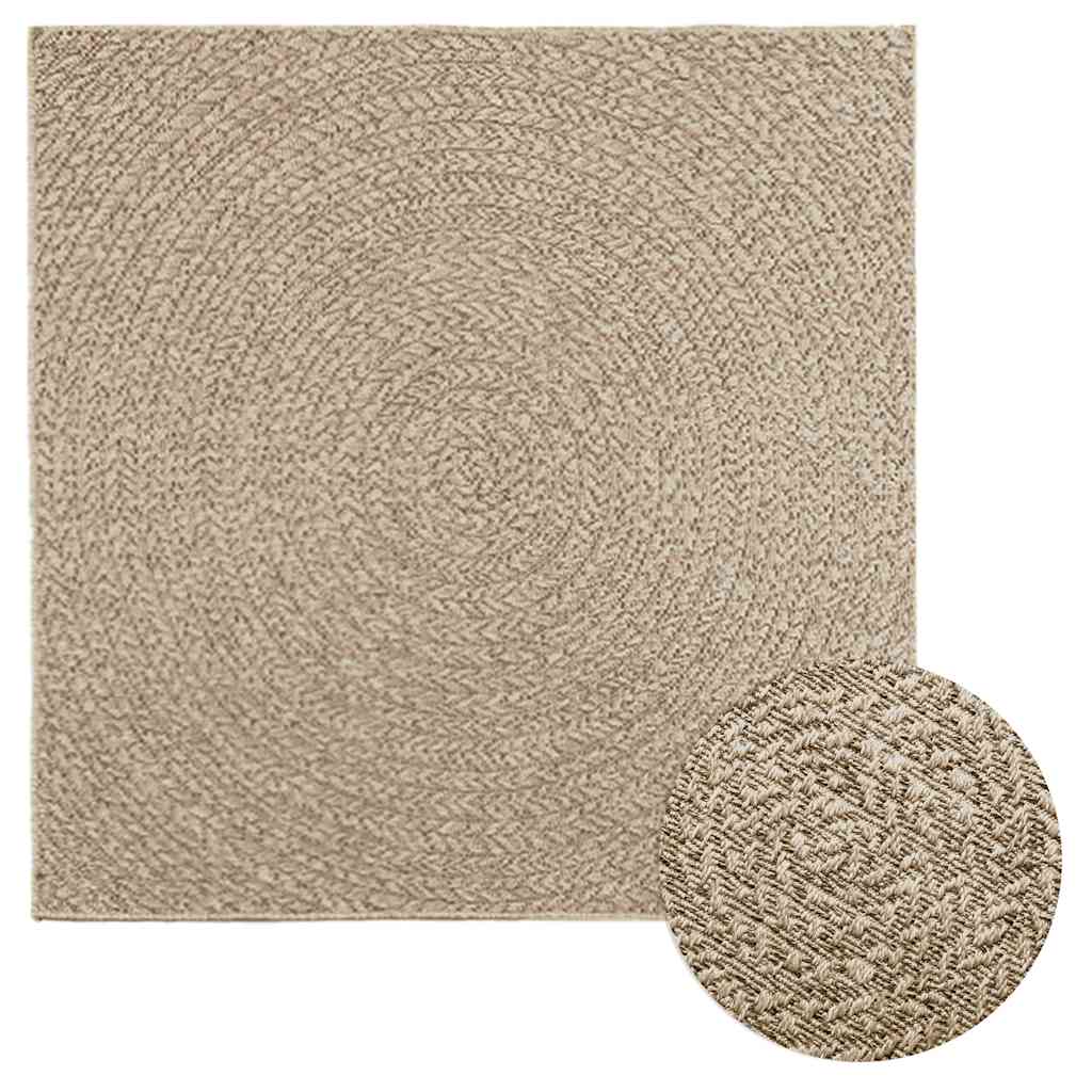 gulvtæppe ZIZUR beige 120x120cm jute-look indendørs og udendørs