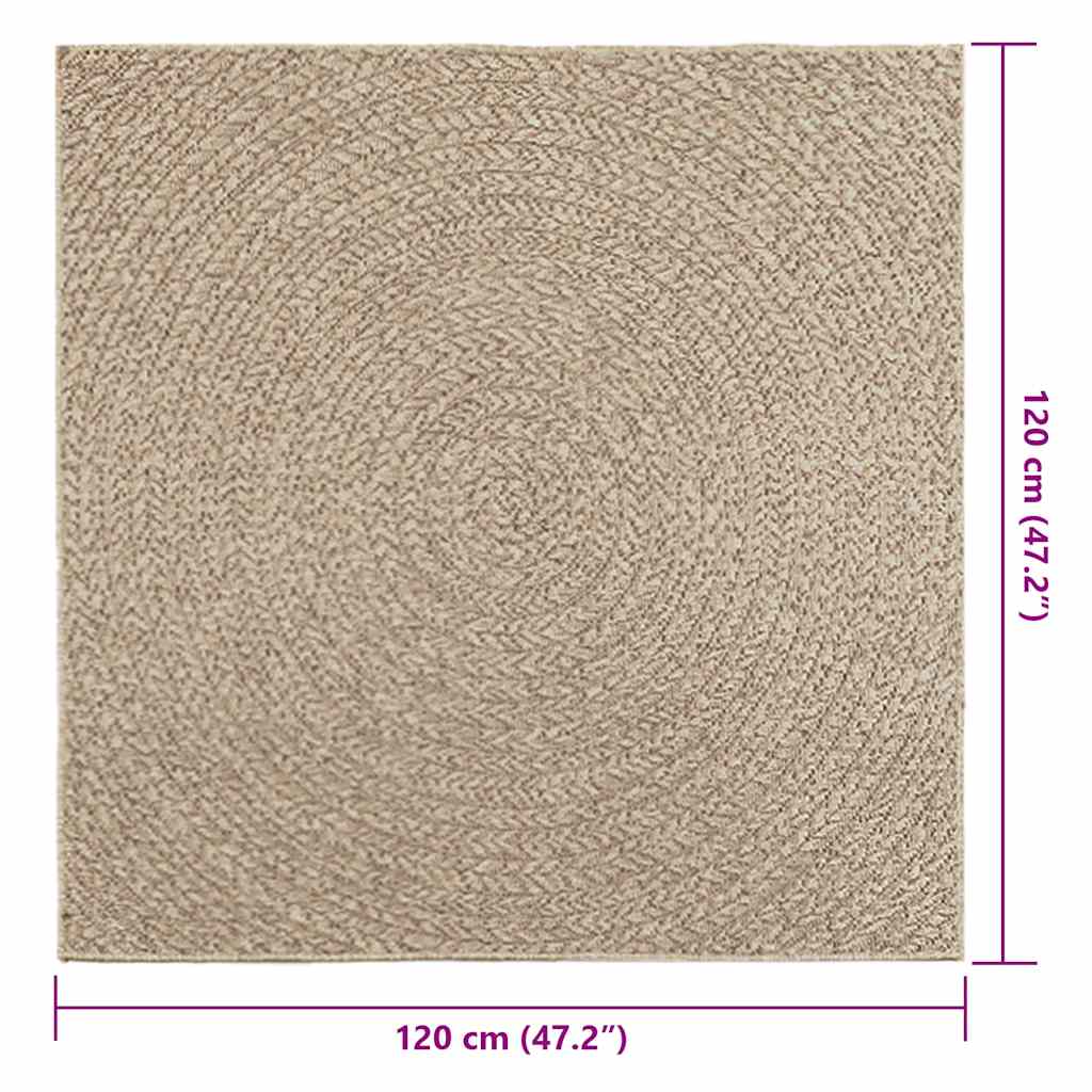 gulvtæppe ZIZUR beige 120x120cm jute-look indendørs og udendørs