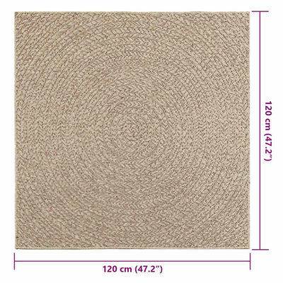 gulvtæppe ZIZUR beige 120x120cm jute-look indendørs og udendørs