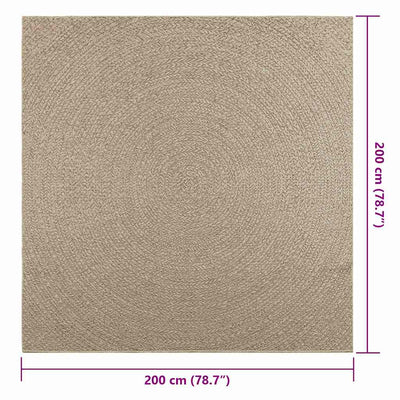 gulvtæppe ZIZUR beige 200x200cm jute-look indendørs og udendørs