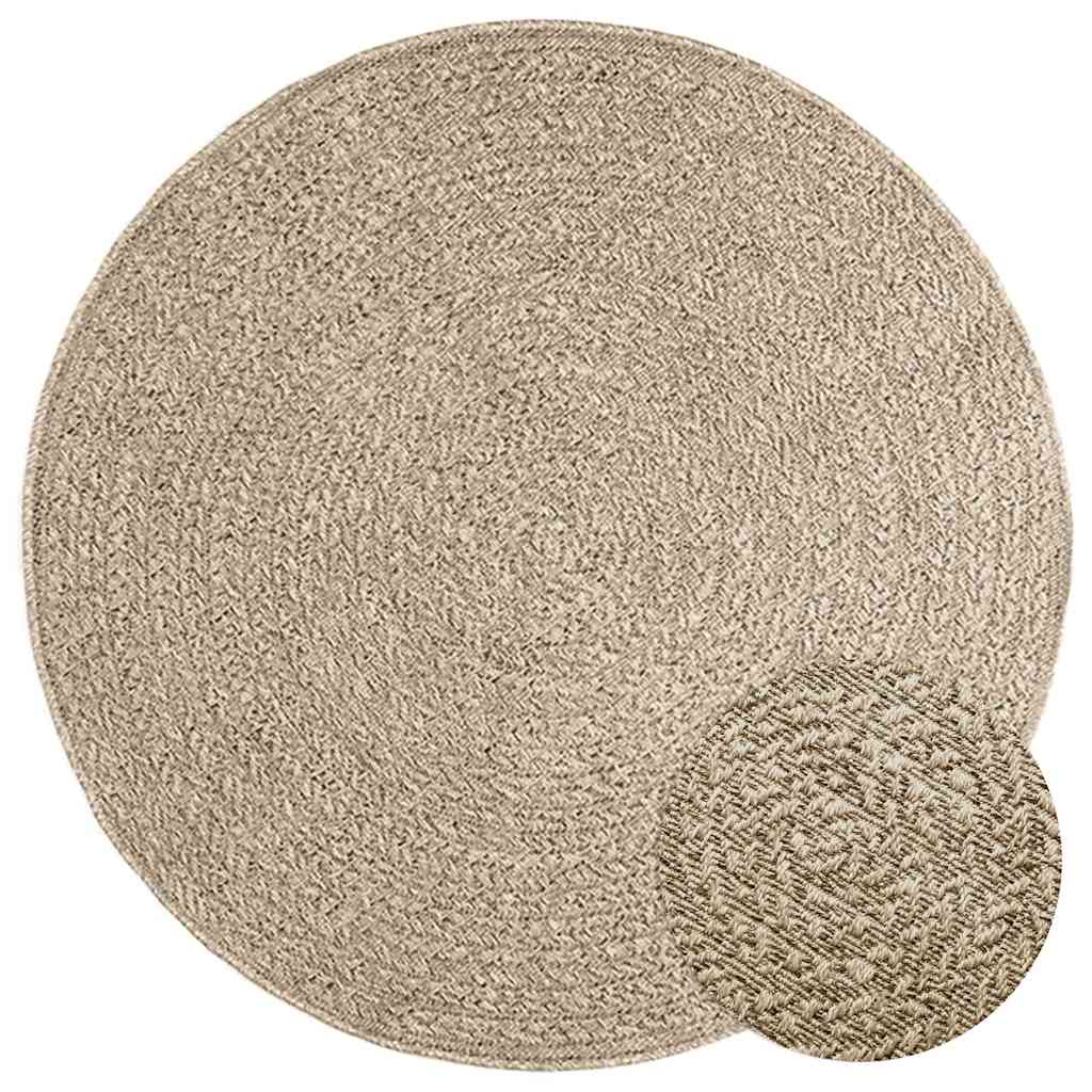 gulvtæppe ZIZUR beige Ø 120 cm jute-look indendørs og udendørs