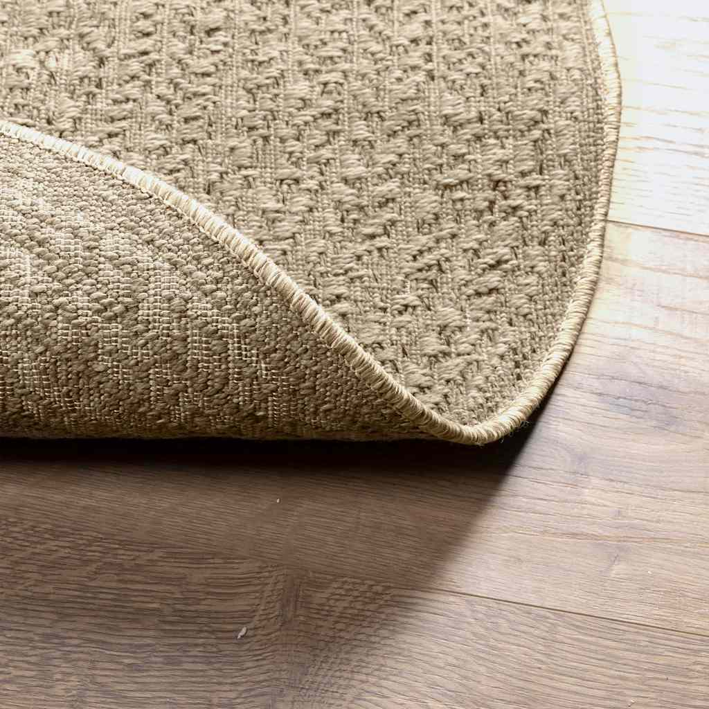 gulvtæppe ZIZUR beige Ø 120 cm jute-look indendørs og udendørs