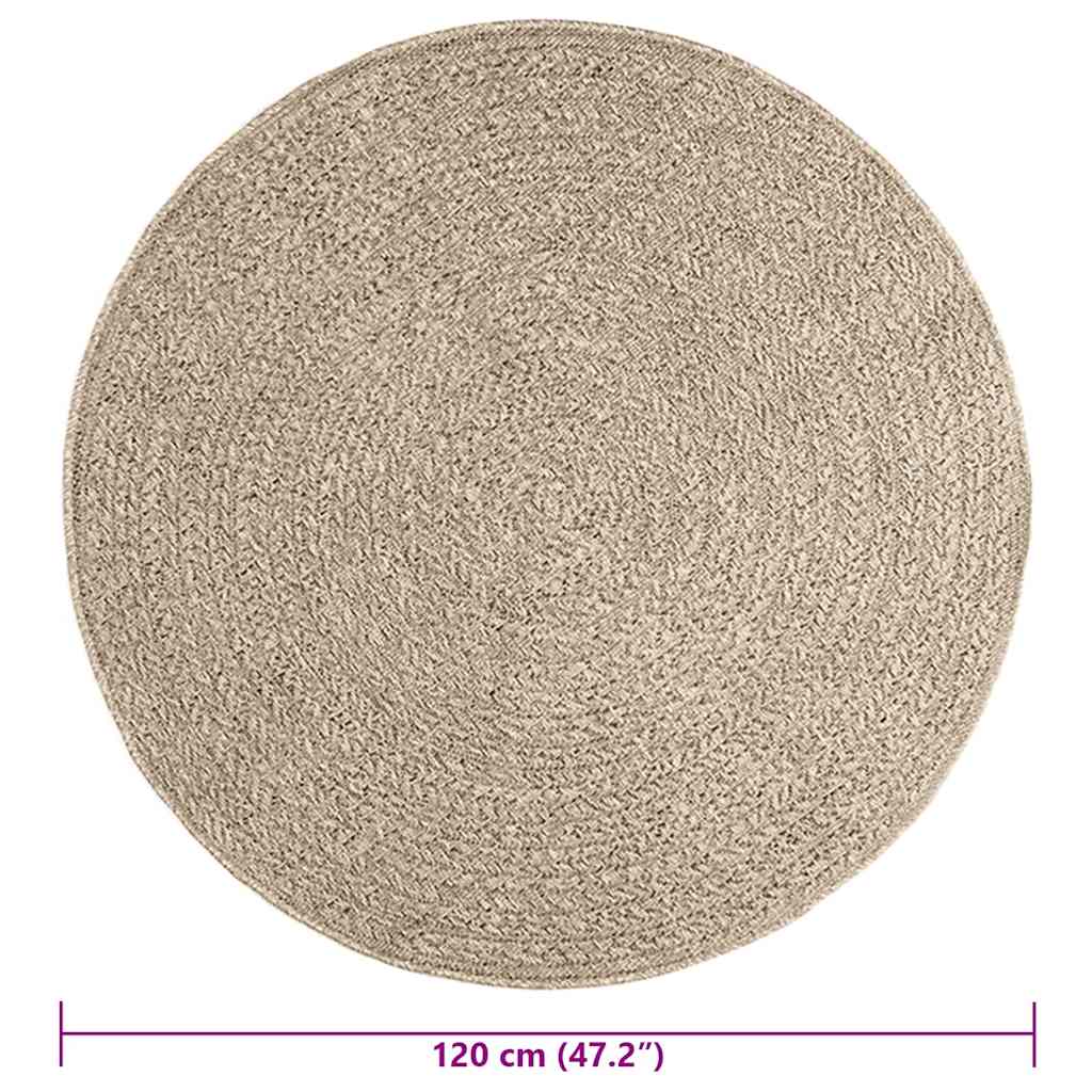 gulvtæppe ZIZUR beige Ø 120 cm jute-look indendørs og udendørs