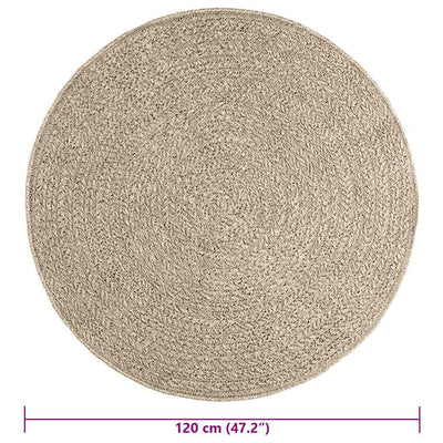 gulvtæppe ZIZUR beige Ø 120 cm jute-look indendørs og udendørs