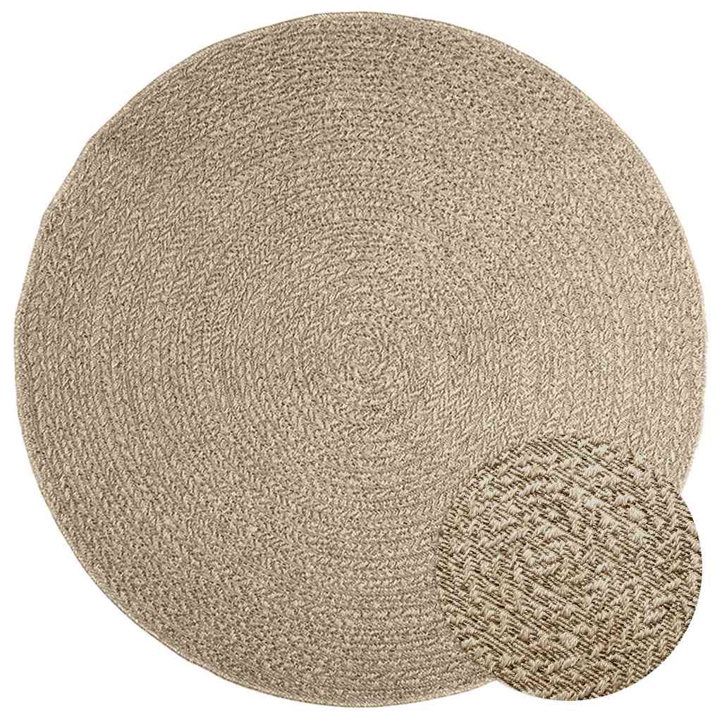 gulvtæppe ZIZUR beige Ø 160 cm jute-look indendørs og udendørs