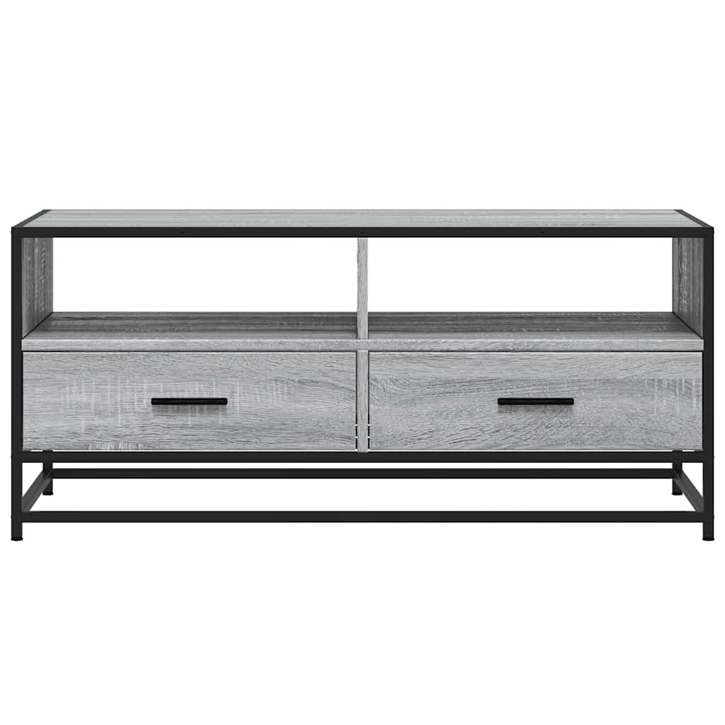 sofabord 100x50x45 cm konstrueret træ og metal grå sonoma-eg