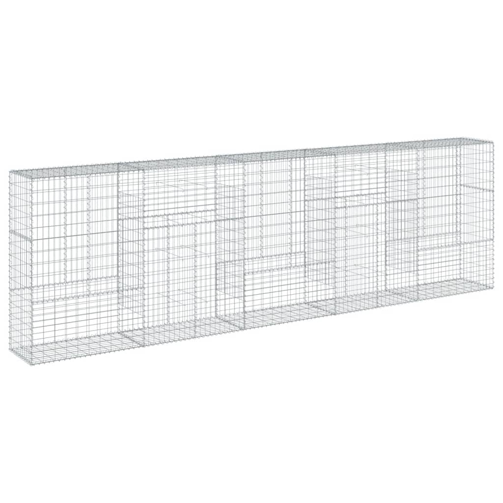 gabionkurv med cover 500x50x150 cm galvaniseret jern