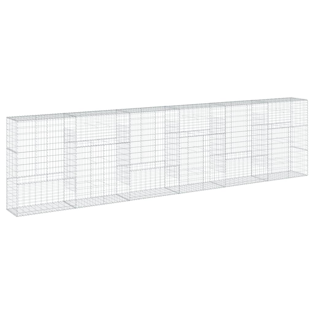 gabionkurv med cover 600x50x150 cm galvaniseret jern