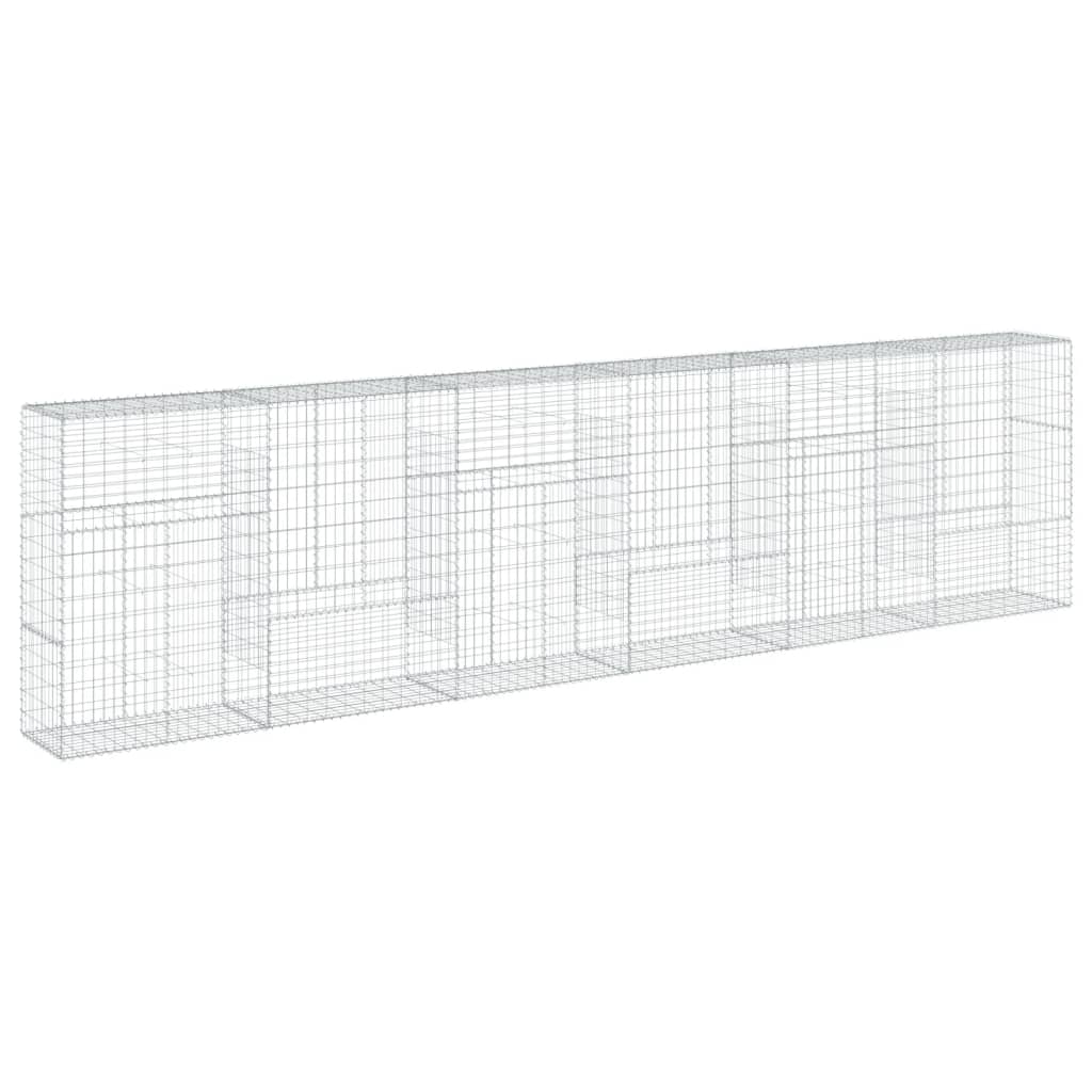 gabionkurv med cover 600x50x150 cm galvaniseret jern