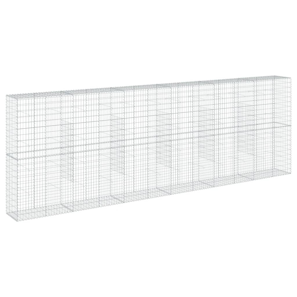 gabionkurv med cover 600x50x200 cm galvaniseret jern