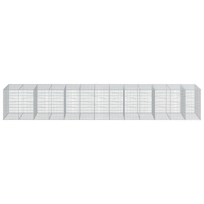 gabionkurv med cover 650x100x100 cm galvaniseret jern