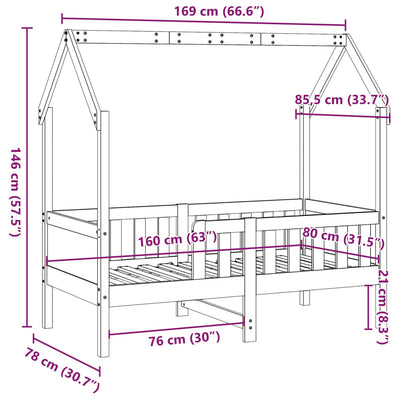 sengeramme til husseng 80x160 cm massivt fyrretræ gyldenbrun