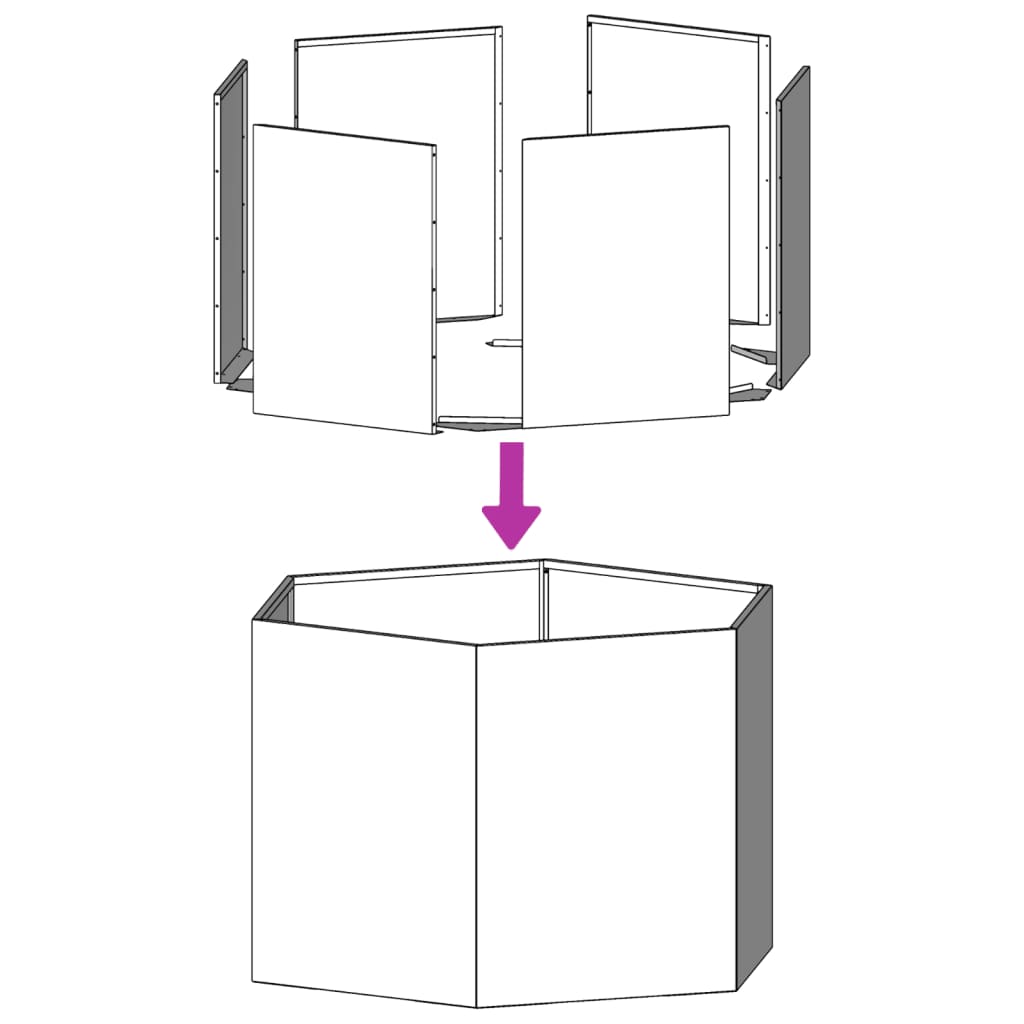 plantekasse 104x90x45 cm sekskantet Forvitringsstål