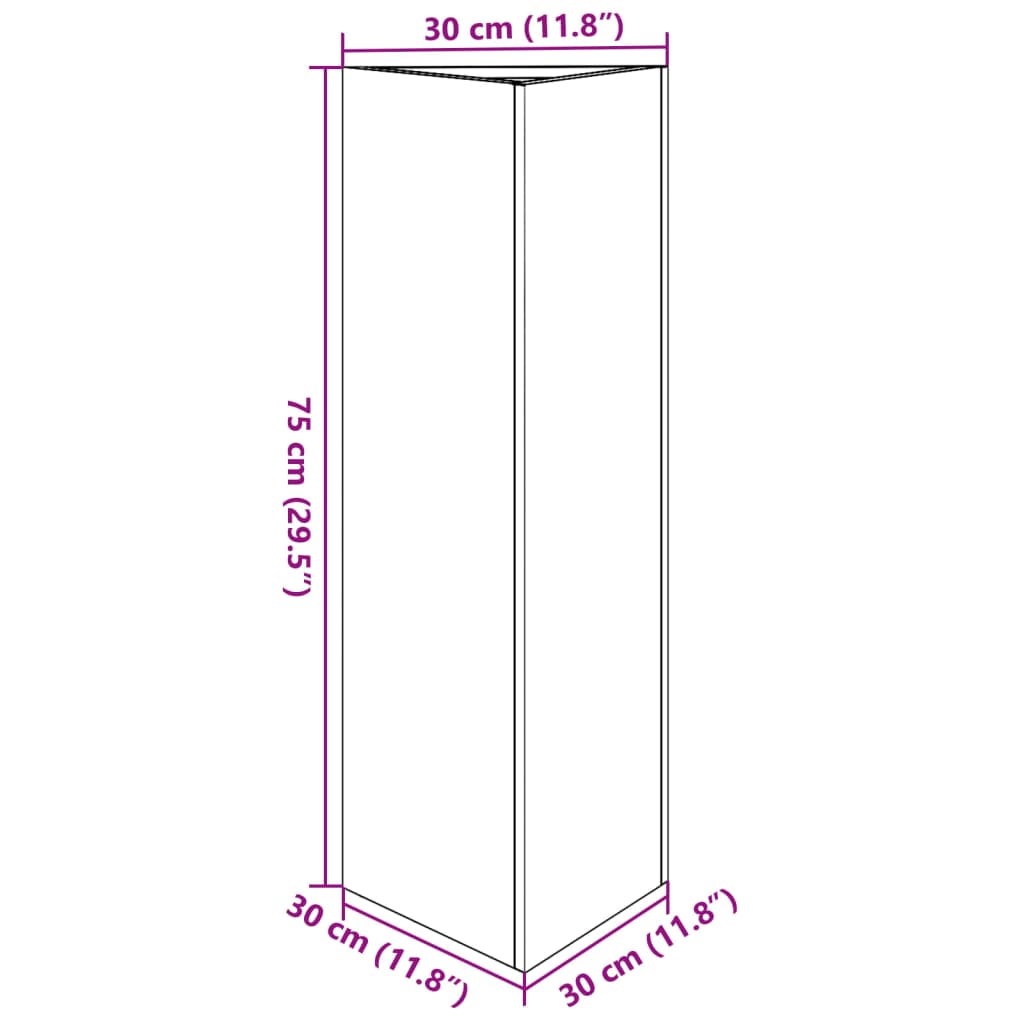 plantekrukke 30x26x75 cm trekantet stål hvid