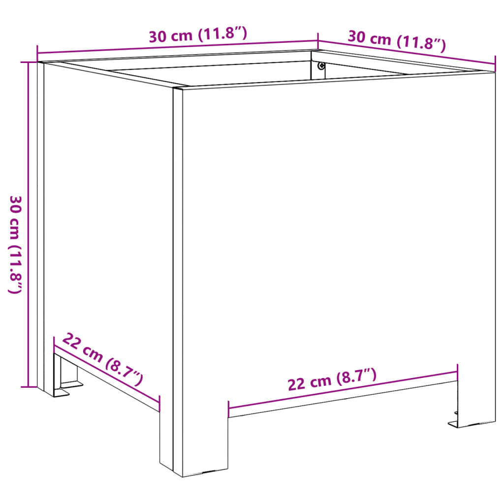 plantekasse 30x30x30 cm stål hvid