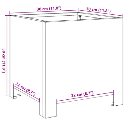 plantekasse 30x30x30 cm stål antracitgrå