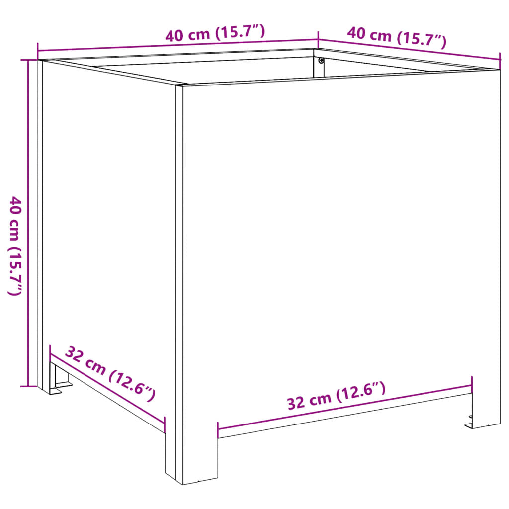 plantekrukke 40x40x40 cm galvaniseret stål