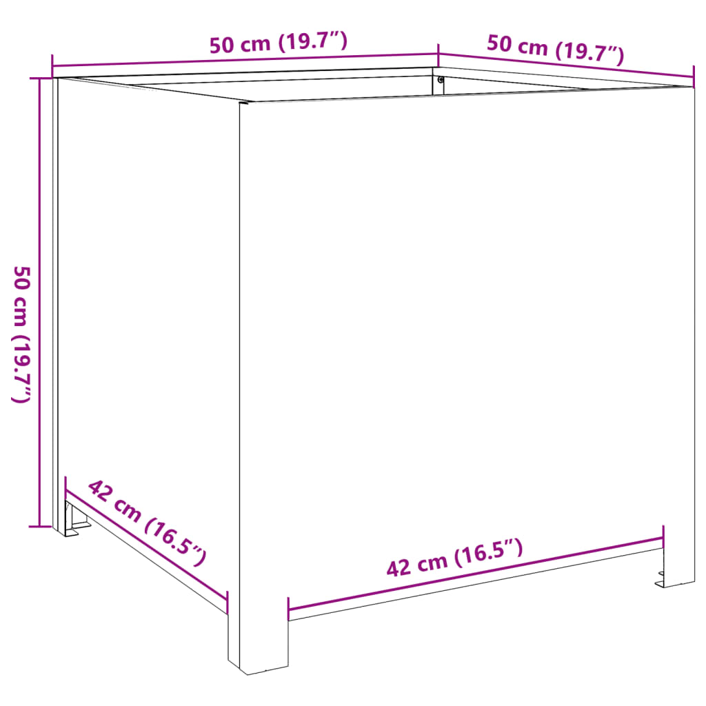 plantekrukke 50x50x50 cm stål hvid