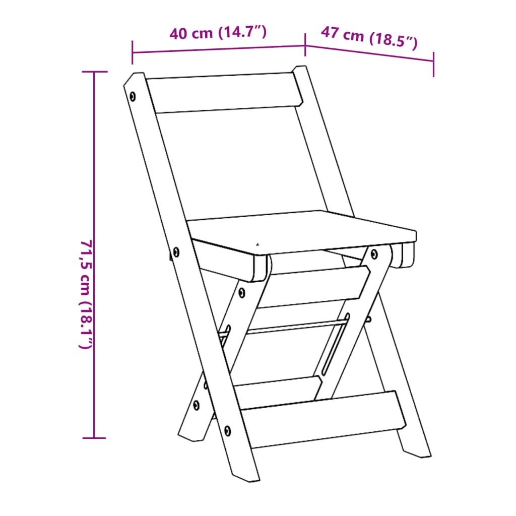 spisebordsstole 4 stk. Corona foldbare massivt fyrretræ brun