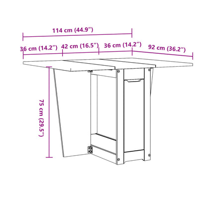 spisebord Corona foldbart massivt fyrretræ hvid