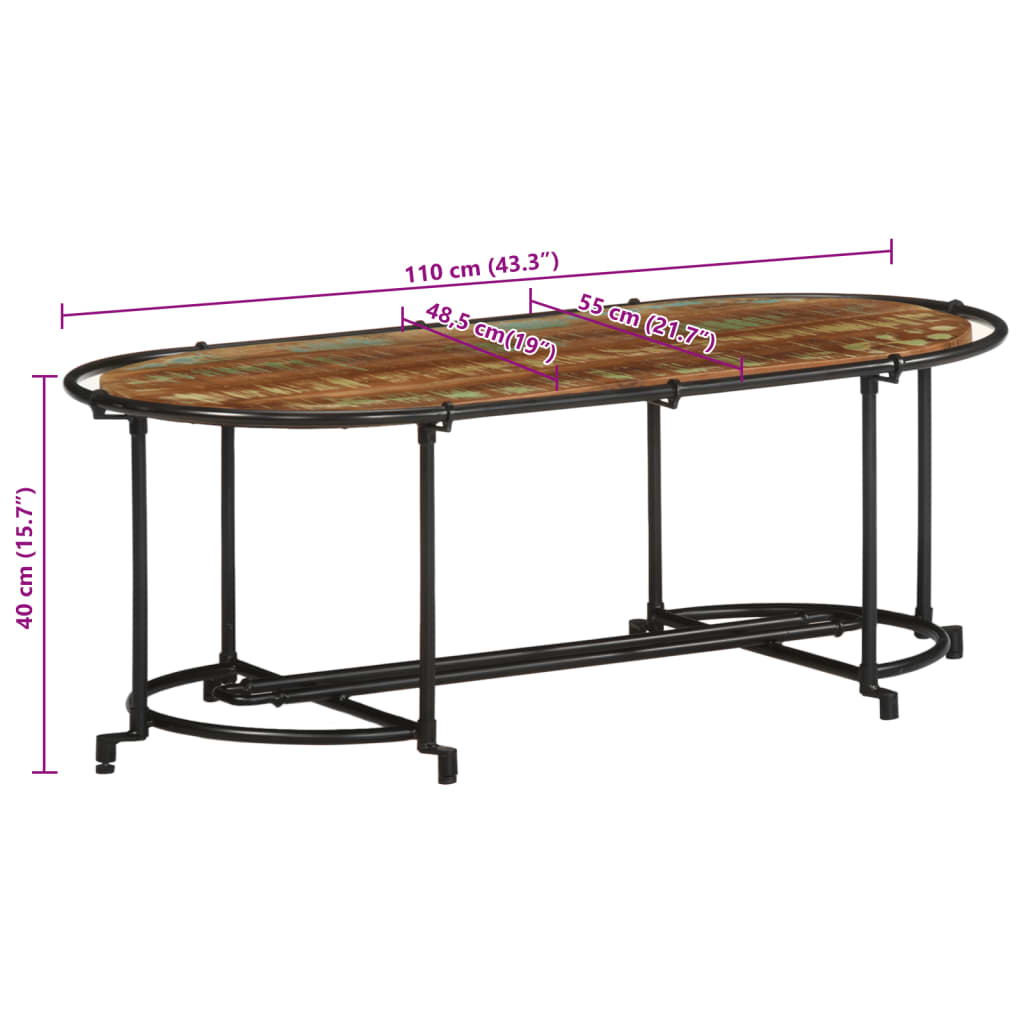 sofabord 811x55x40 cm massivt genbrugstræ