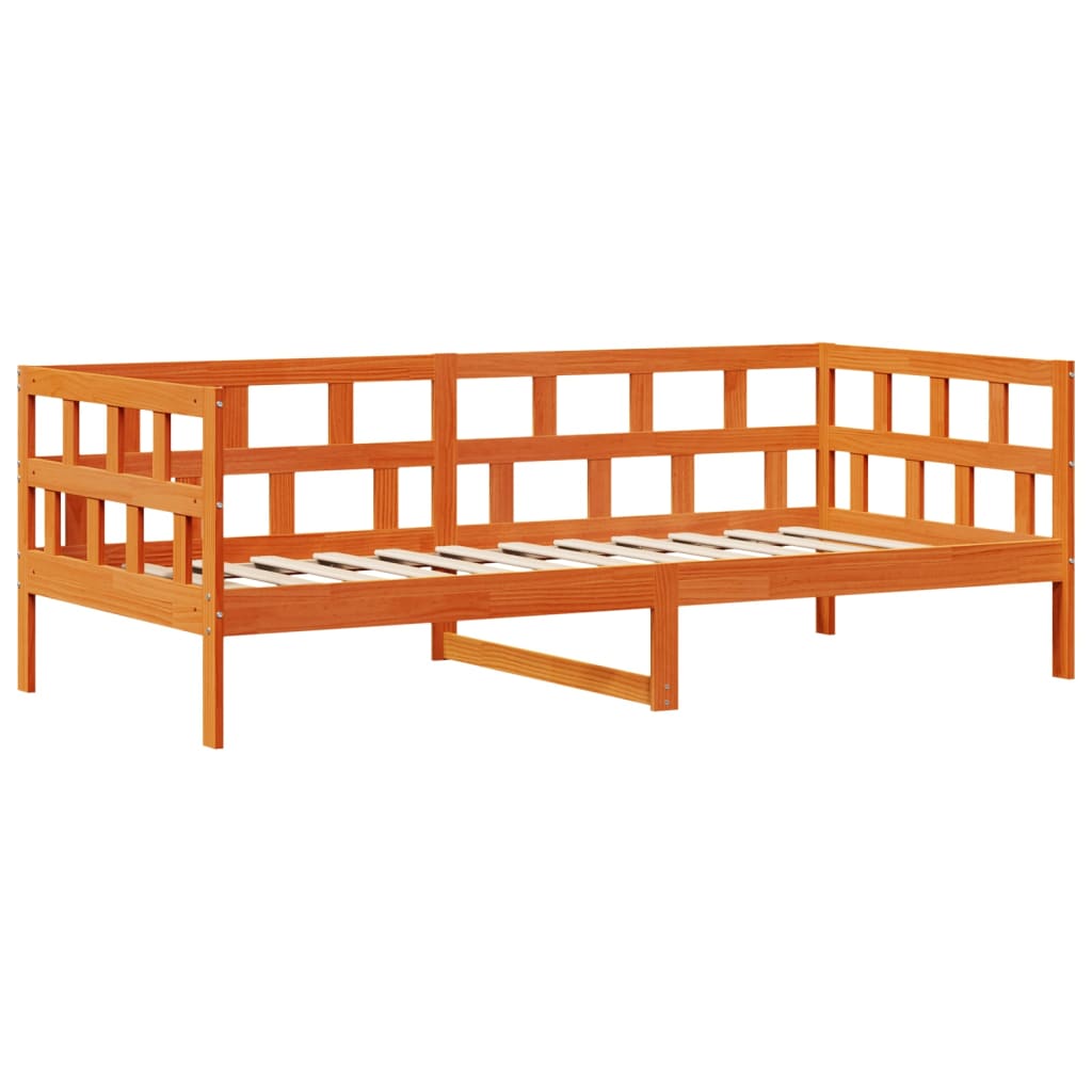 daybed med skuffer uden madras 90x200 cm massivt træ gyldenbrun