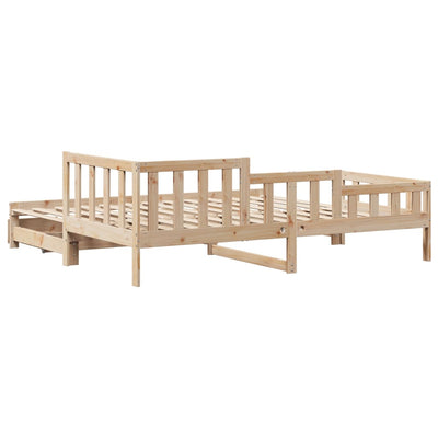 daybed med udtræk og skuffer uden madras 90x190 cm