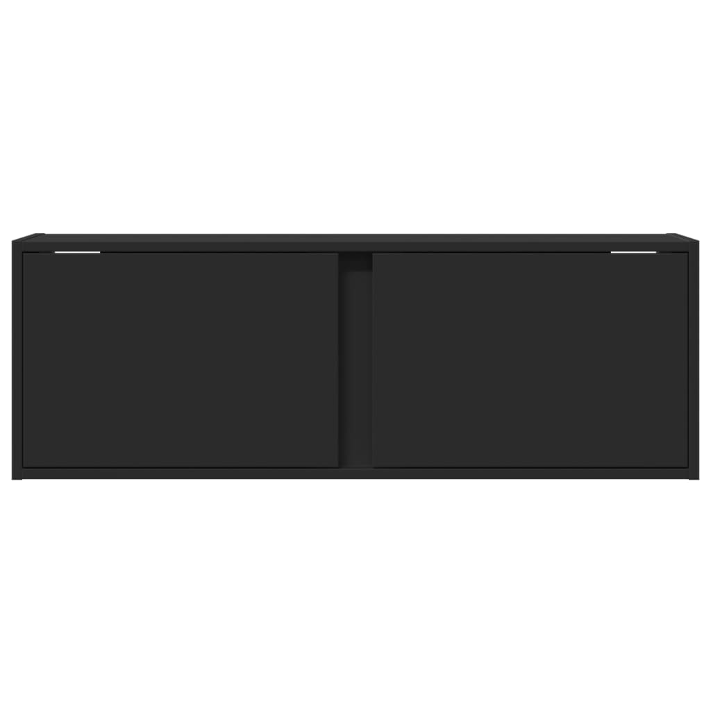 væghængt tv-bord med LED-lys 100x31x35 cm sort