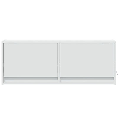 væghængt tv-bord med LED-lys 100x31x35 cm hvid