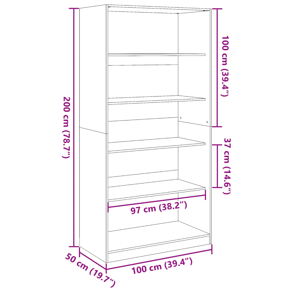 klædeskab 100x50x200 cm konstrueret træ hvid