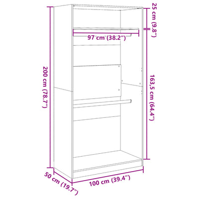 klædeskab 100x50x200 cm konstrueret træ sort