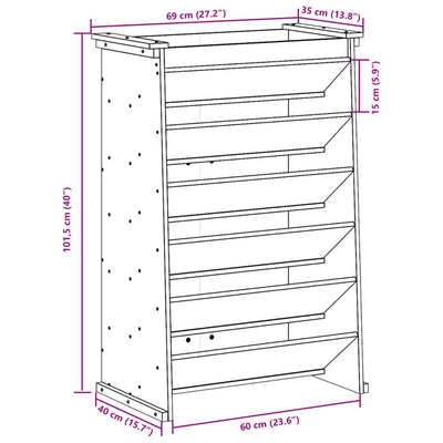 plantevæg 69x40x101,5 cm 6 niveauer massivt fyrretræ