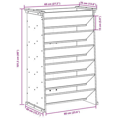 plantevæg 69x40x101,5 cm 6 niveauer massivt fyrretræ hvid