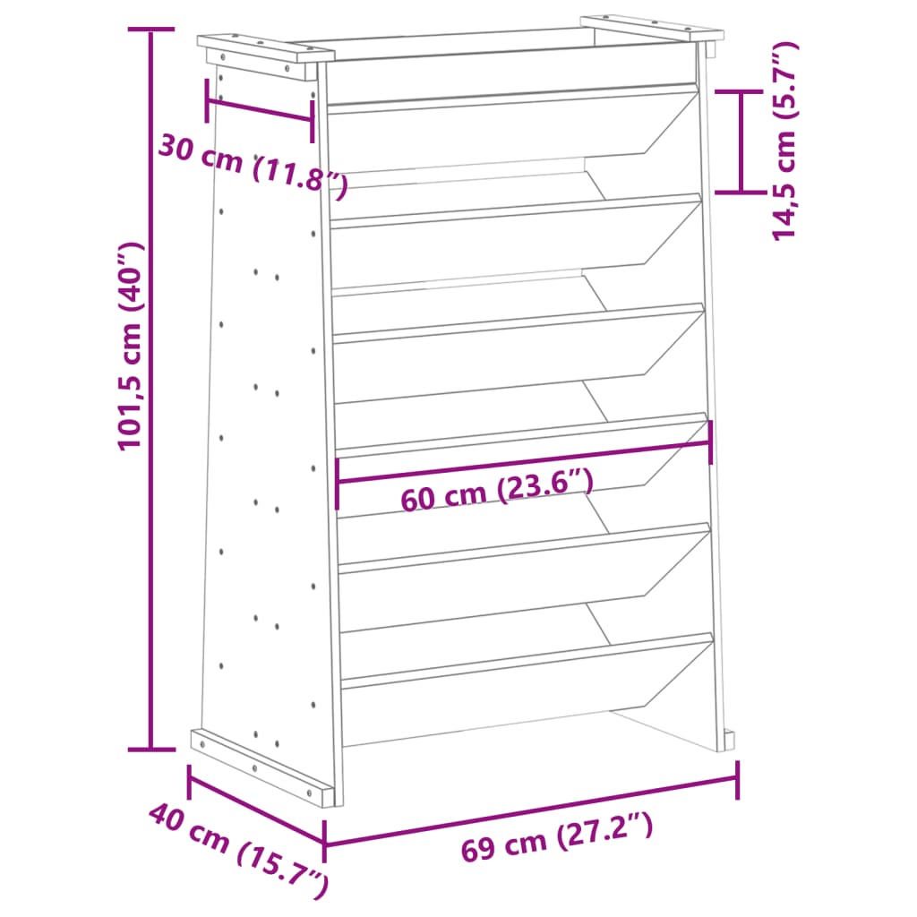 plantevæg 69x40x101,5 cm 6 niveauer massivt fyrretræ hvid