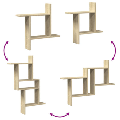 væghængte hylder 2 stk. 50x12x50 cm konstrueret træ sonoma-eg