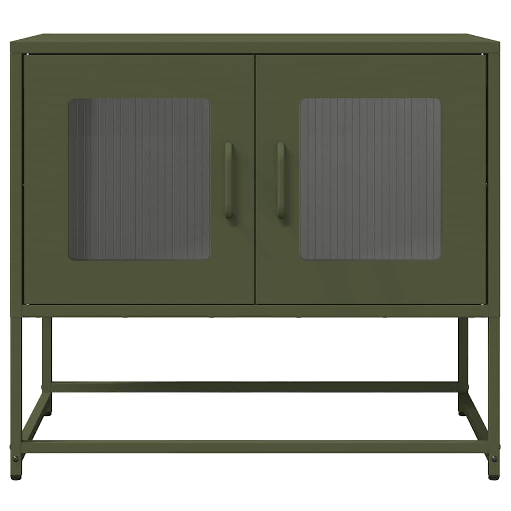 tv-bord 68x39x60,5 cm koldvalset stål olivengrøn