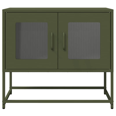 tv-bord 68x39x60,5 cm koldvalset stål olivengrøn