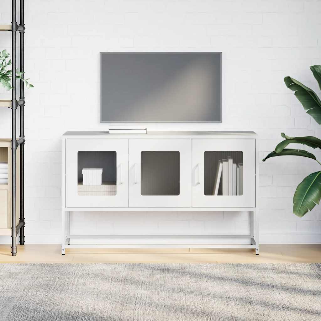 tv-bord 100,5x39x60,5 cm koldvalset stål hvid