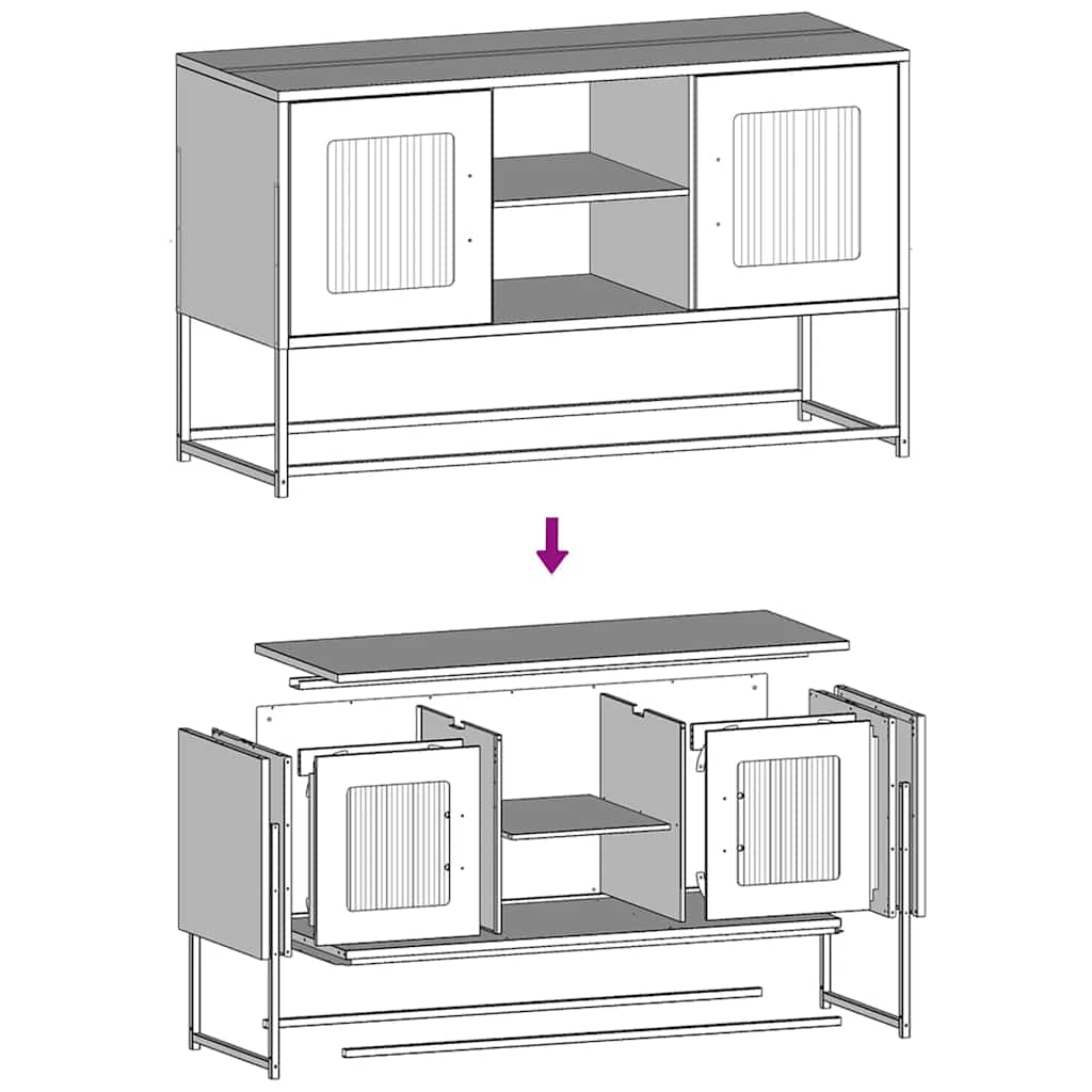 tv-bord 100,5x39x60,5 cm stål sort