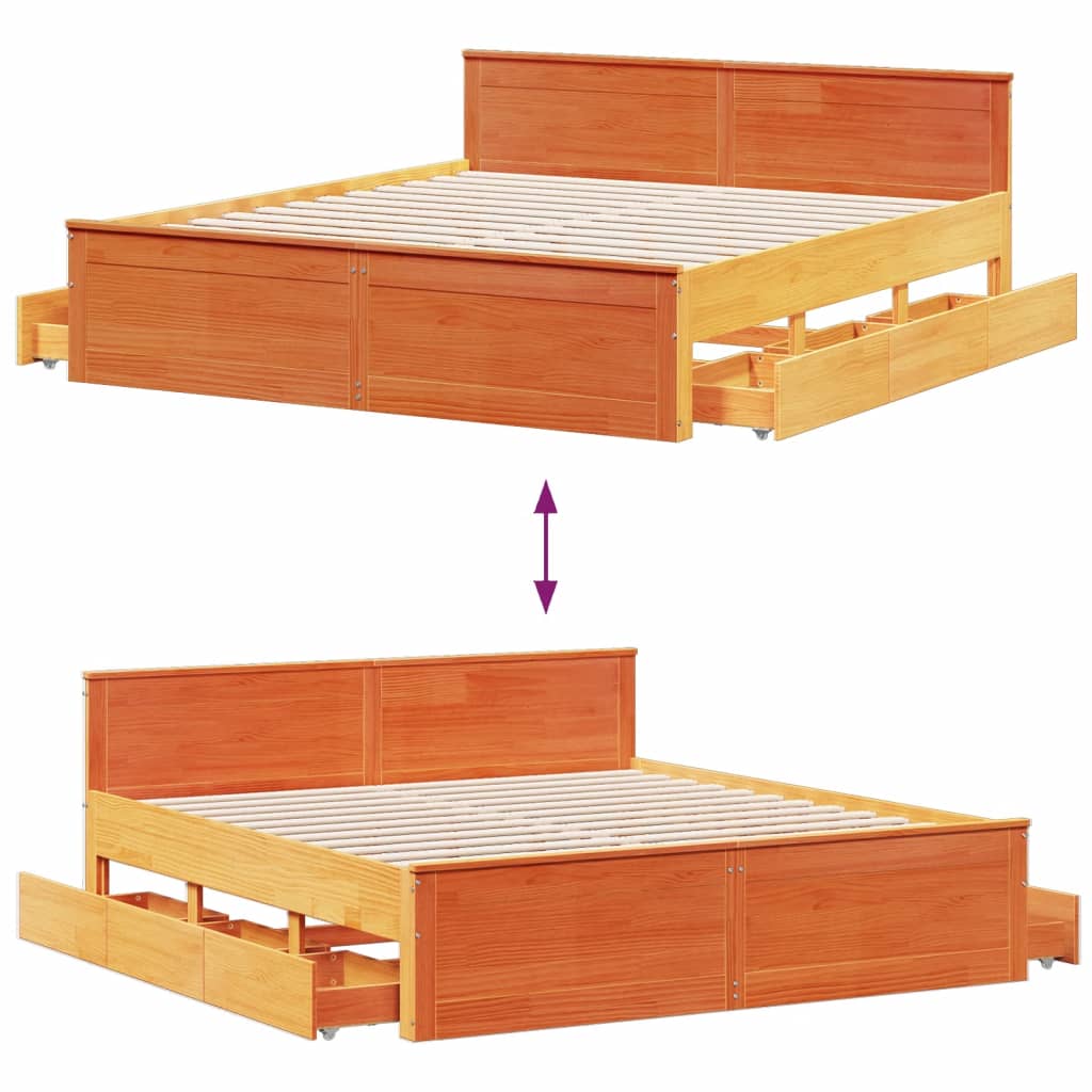 sengeramme m. sengegavl 200x200 cm uden madras massivt fyr brun