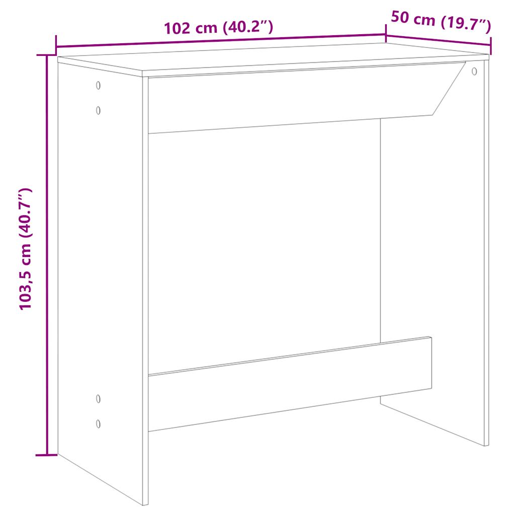 barbord 102x50x103,5 cm konstrueret træ røget egetræsfarve