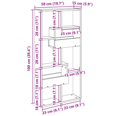 vægskab 50x15x100 cm konstrueret træ betongrå