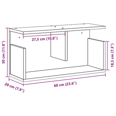 vægskab 60x20x30 cm konstrueret træ hvid