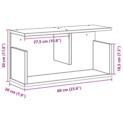 vægskab 60x20x30 cm konstrueret træ røget egetræsfarve