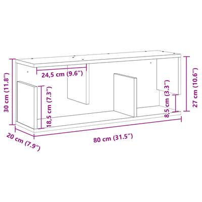 vægskab 80x20x30 cm konstrueret træ hvid