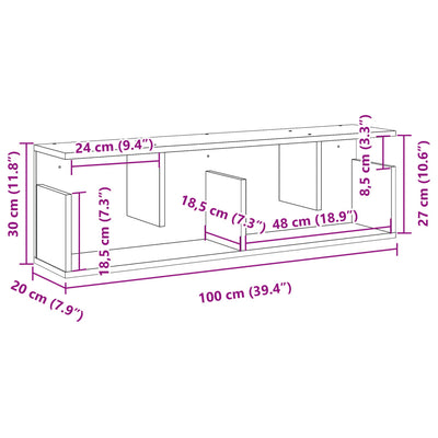 vægskab 100x20x30 cm konstrueret træ sonoma-eg