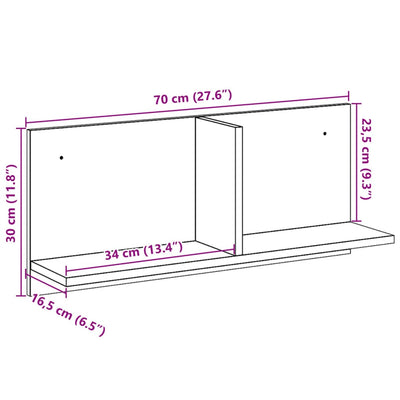 vægskab 70x16,5x30 cm konstrueret træ betongrå