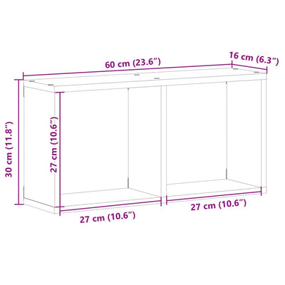 vægskab 60x16x30 cm konstrueret træ hvid