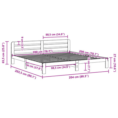 sengeramme uden madras 200x200 cm massivt fyrretræ gyldenbrun