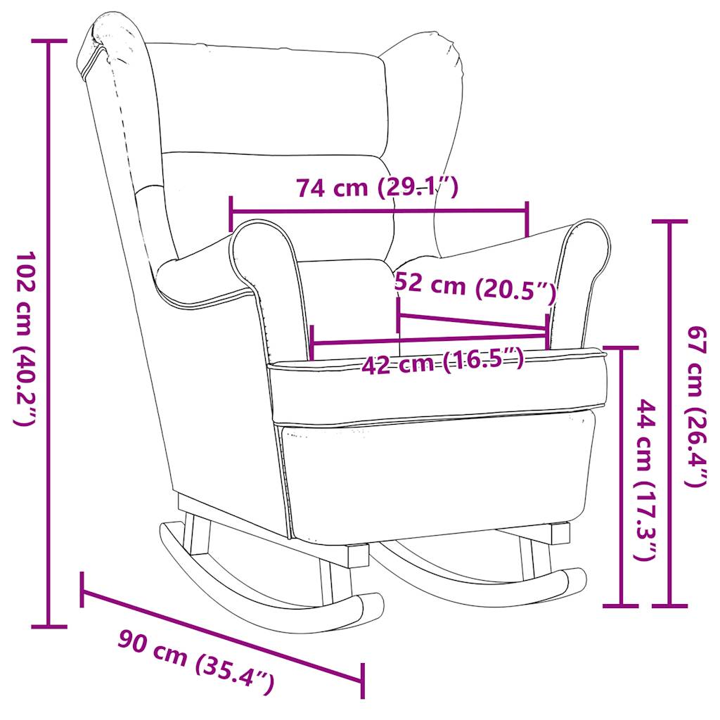 gyngestol 74x90x102 cm stof gråbrun